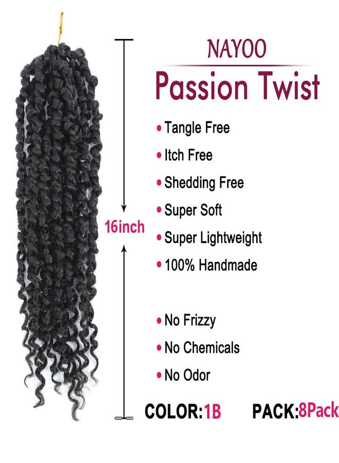 NAYOO Passion Twist Hair - 8 Packs 16 Inch Water Wave Crochet Hair,Passion Twist Crochet Hair For Women Long Passion Twists Synthetic Braiding Hair Extensions(16 Inch 8 Packs,1B) - Image 2